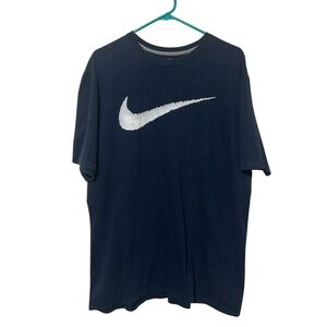Nike Men's Dark Blue Tee with White Logo